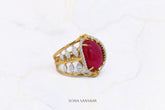 Crimson Lattice Gold Ring | Sona Sansaar